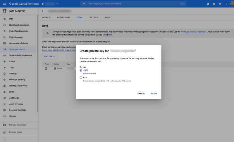 GCP Create Key