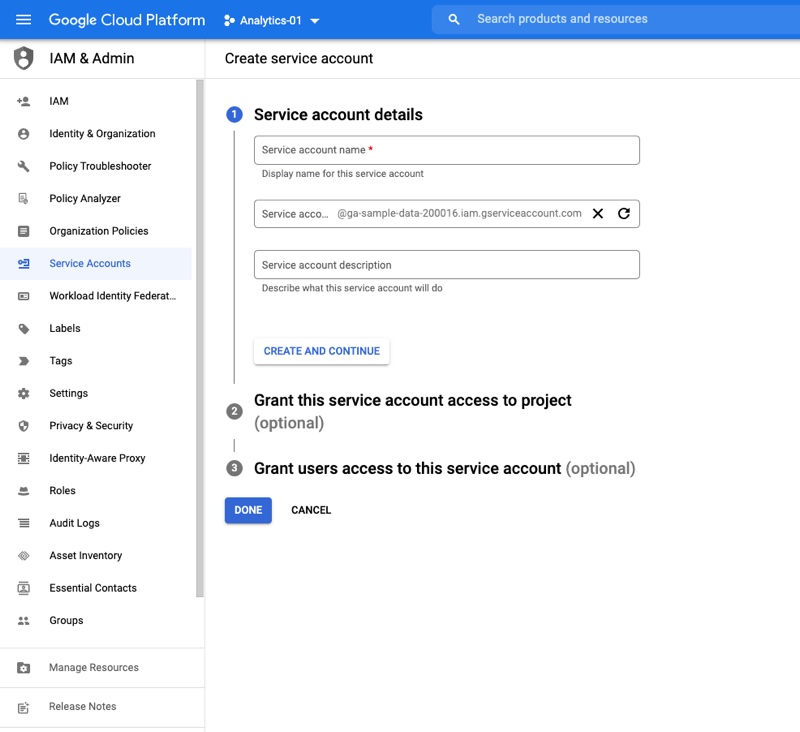 GCP Create Service Account