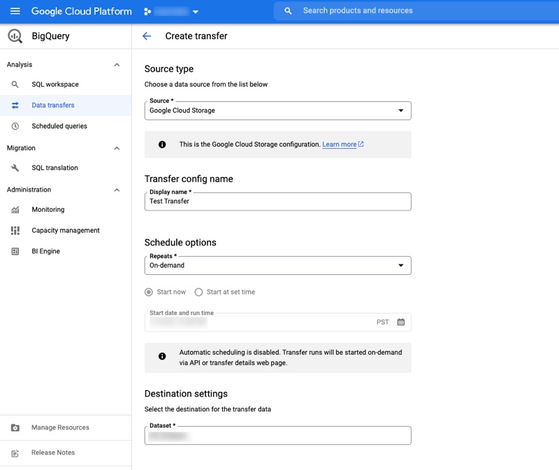 GCP Import Data into BigQuery